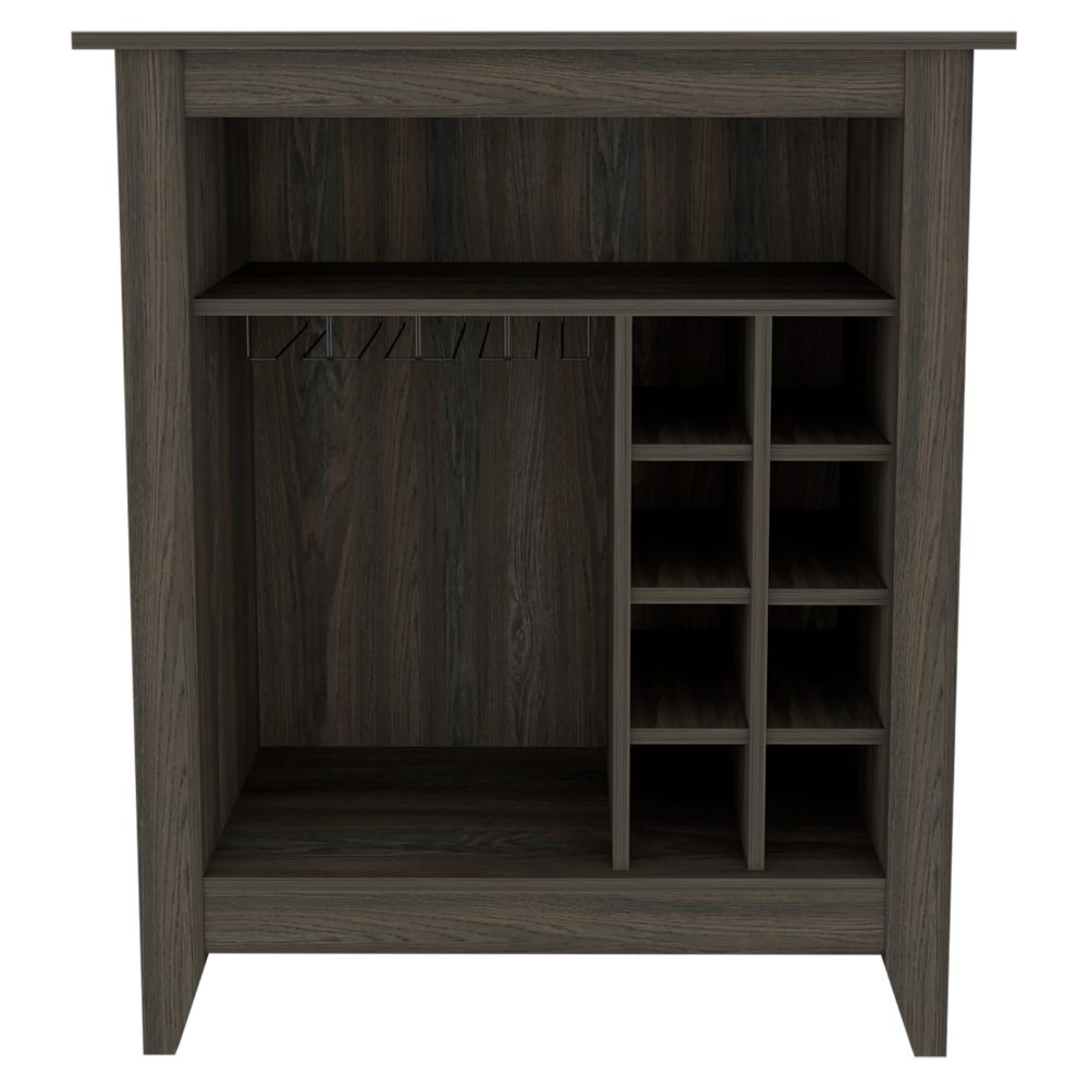 Essential Bar Cabinet, One Open Shelf, Six Built-in Wine Rack, One Drawer -Espresso